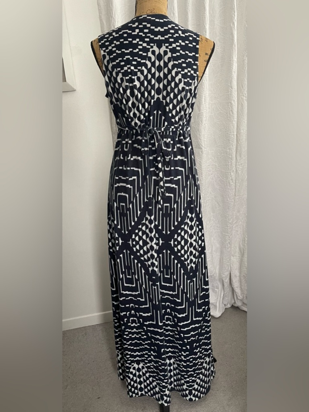 Mario Serrani Italy Maxi Dress Sleeveless Geometric Print Made in Italy Size.M - Picture 2 of 8